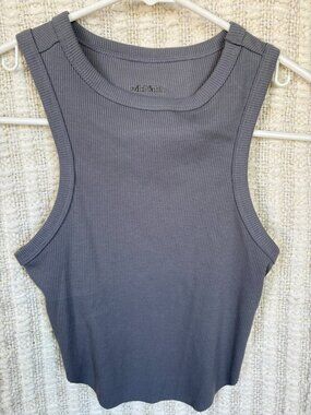 Wild Fable XS Greyish/Purplish Ribbed Crop Tank Top Round Neckline